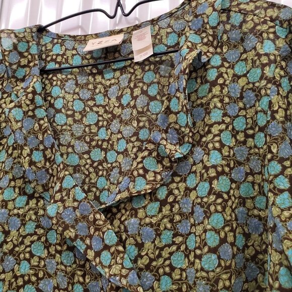 Vintage Emma James  YZZA Ruffled V Neckline Blouse - Picture 7 of 11